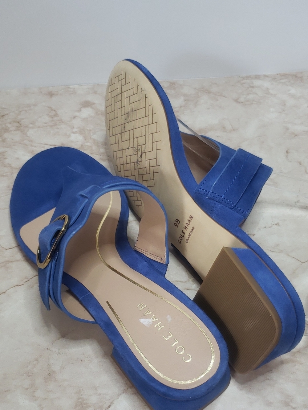 Cole Haan Blue Suede Women's Low Heel Sandals Size 9 - Picture 7 of 7